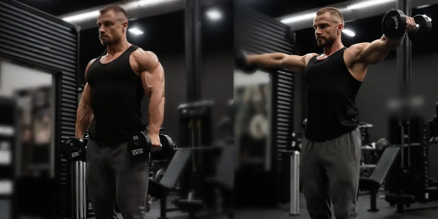 A lifter performs lateral raises inside a viby gym